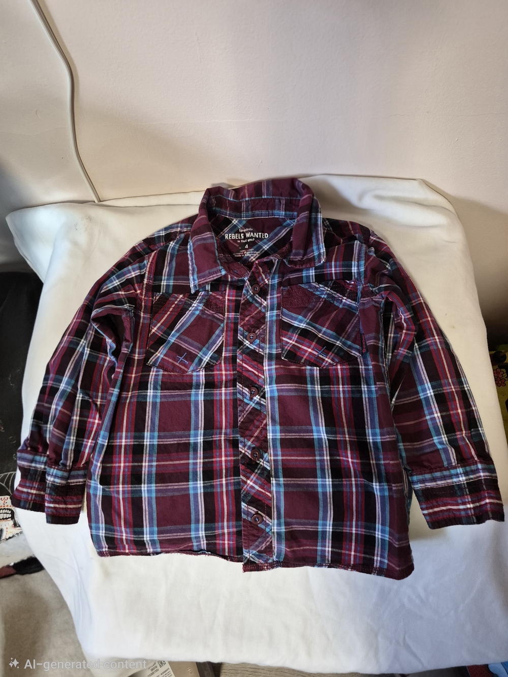 2012 Kids Sprockets Plaid Button-Up Shirt Size 4